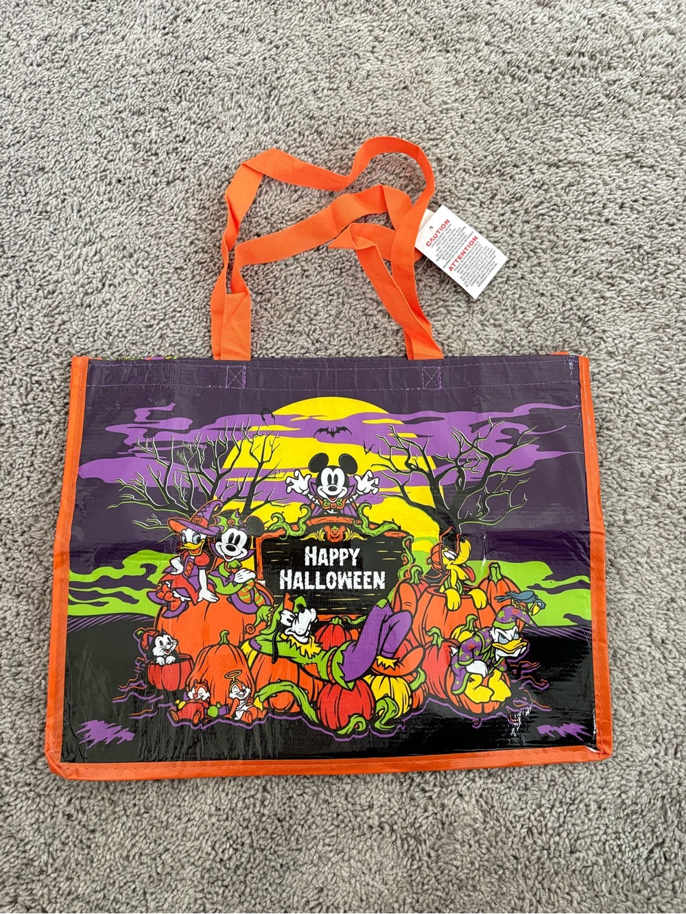 Disney Halloween Tote Bag - Orange, Purple & Green